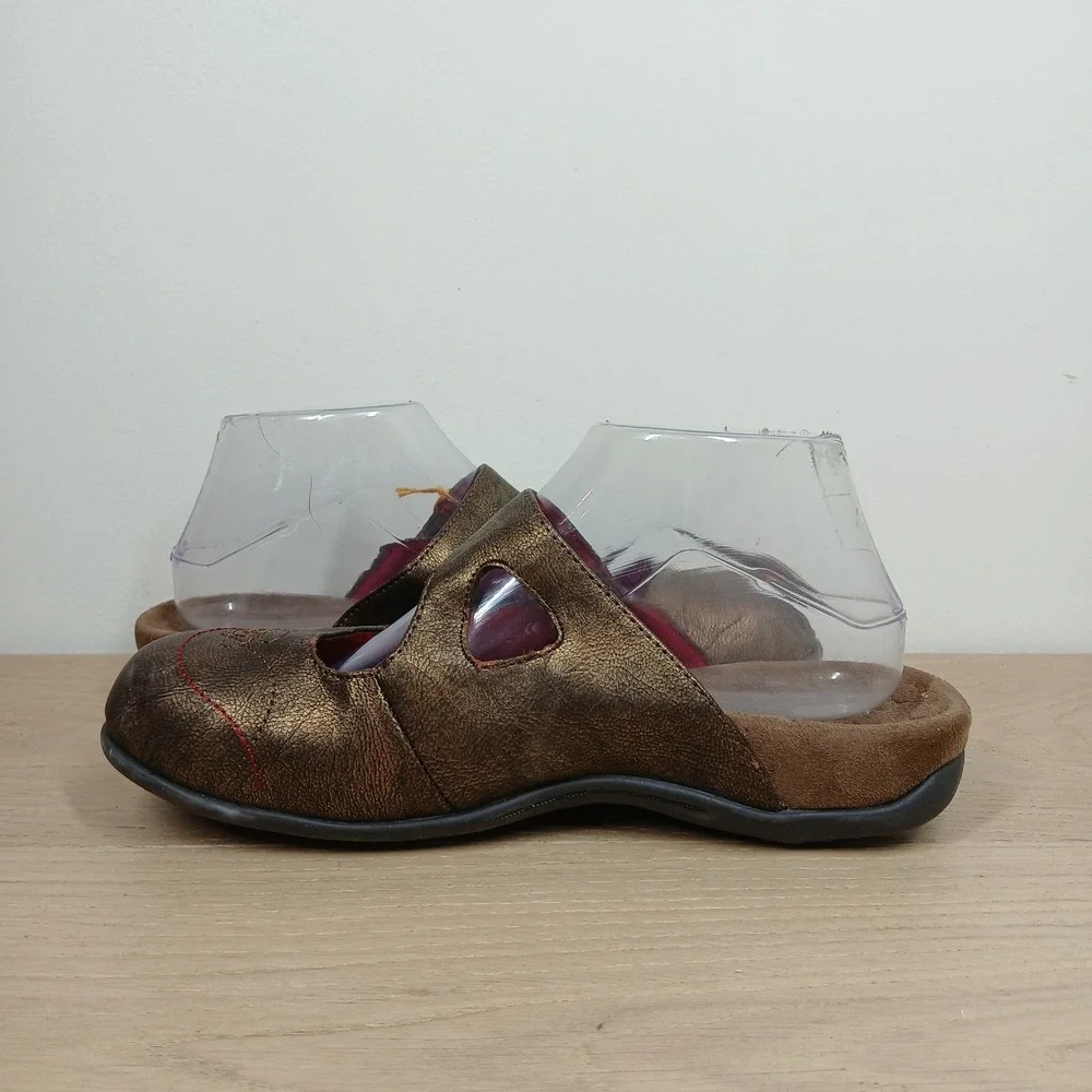 Orthaheel Janet Mary Jane Flats Womens 7 Wide Bronze Leather Comfort Boho